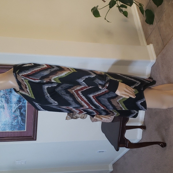 Blue Sage 6 long sleeve shift dress multicolored zigzag - Picture 2 of 5